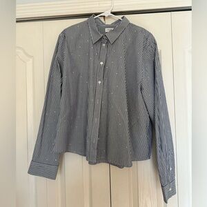 J. Crew Ladies Rhinestone Embellished Striped Blouse